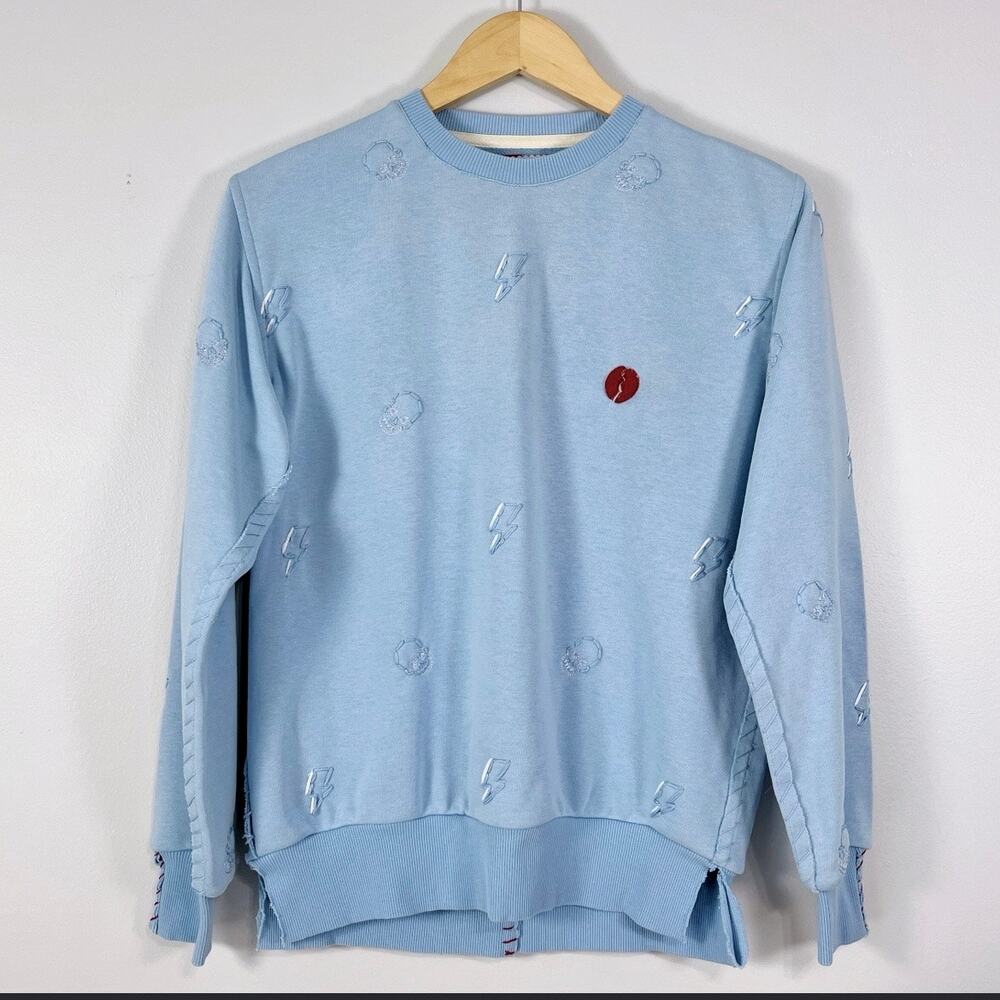 One432 One 432 Sweatshirt Embroidered Skeletor Lighting Bolt Blue